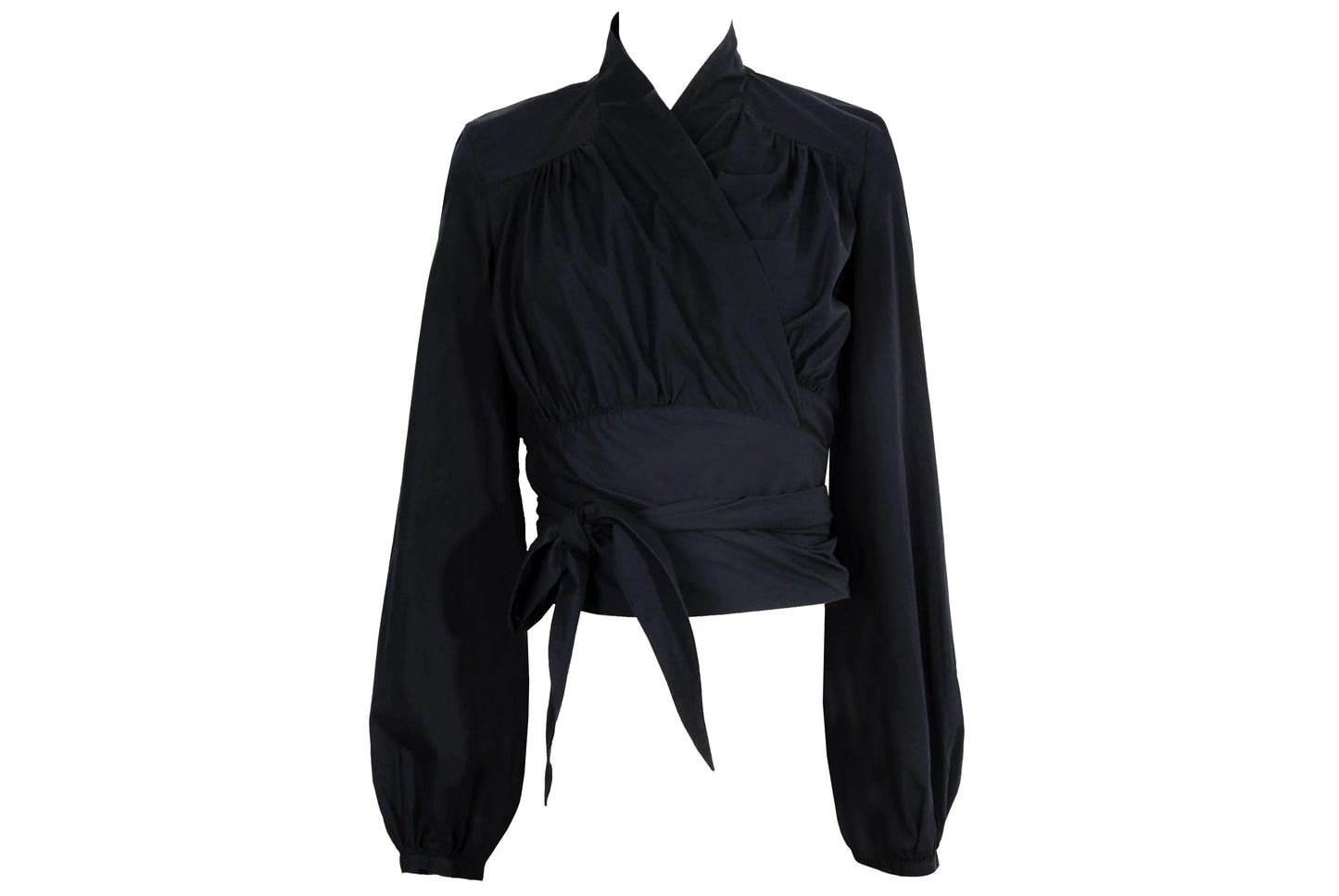 Vintage Marcel Marongiu black wrap shirt with balloon sleeves