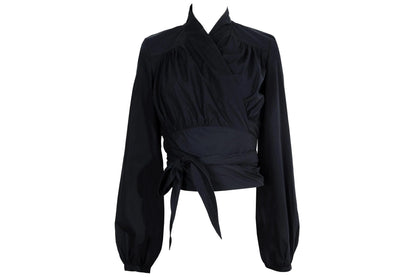 Vintage Marcel Marongiu black wrap shirt with balloon sleeves