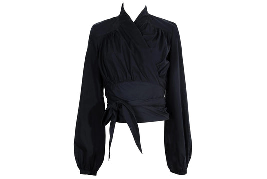Vintage Marcel Marongiu black wrap shirt with balloon sleeves