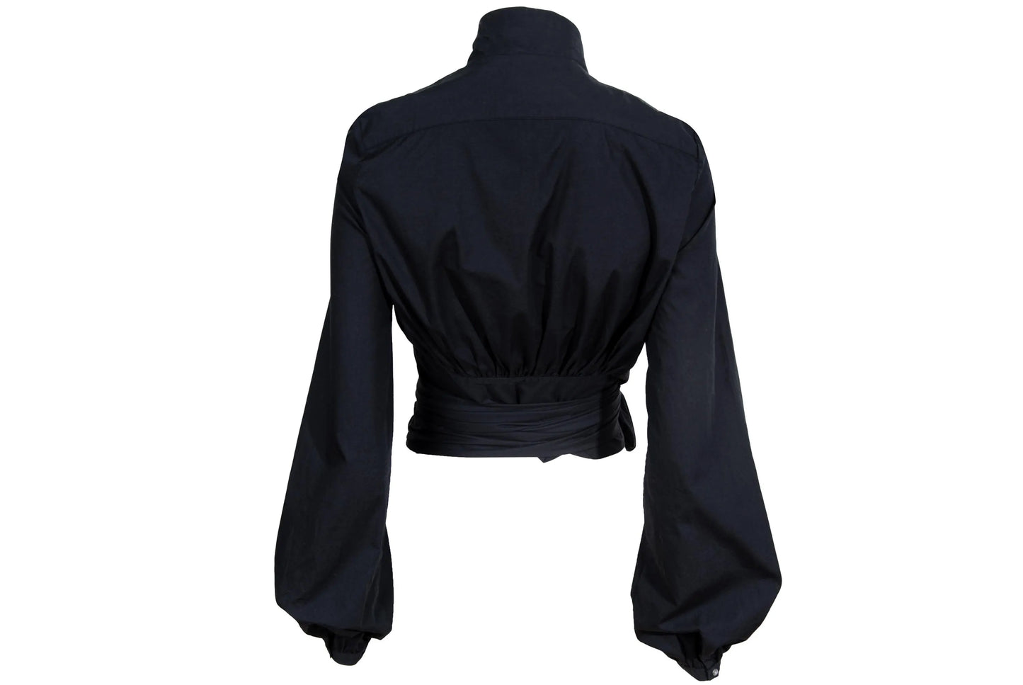 Vintage Marcel Marongiu black wrap shirt with balloon sleeves
