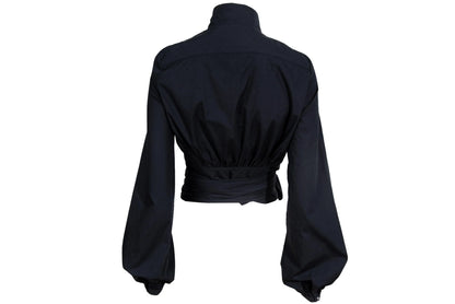 Vintage Marcel Marongiu black wrap shirt with balloon sleeves