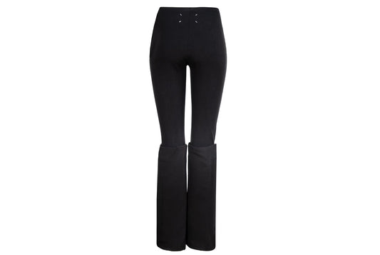 Maison Martin Margiela white label black wide stiff cuff hem pull on leggings pants / Made in Italy