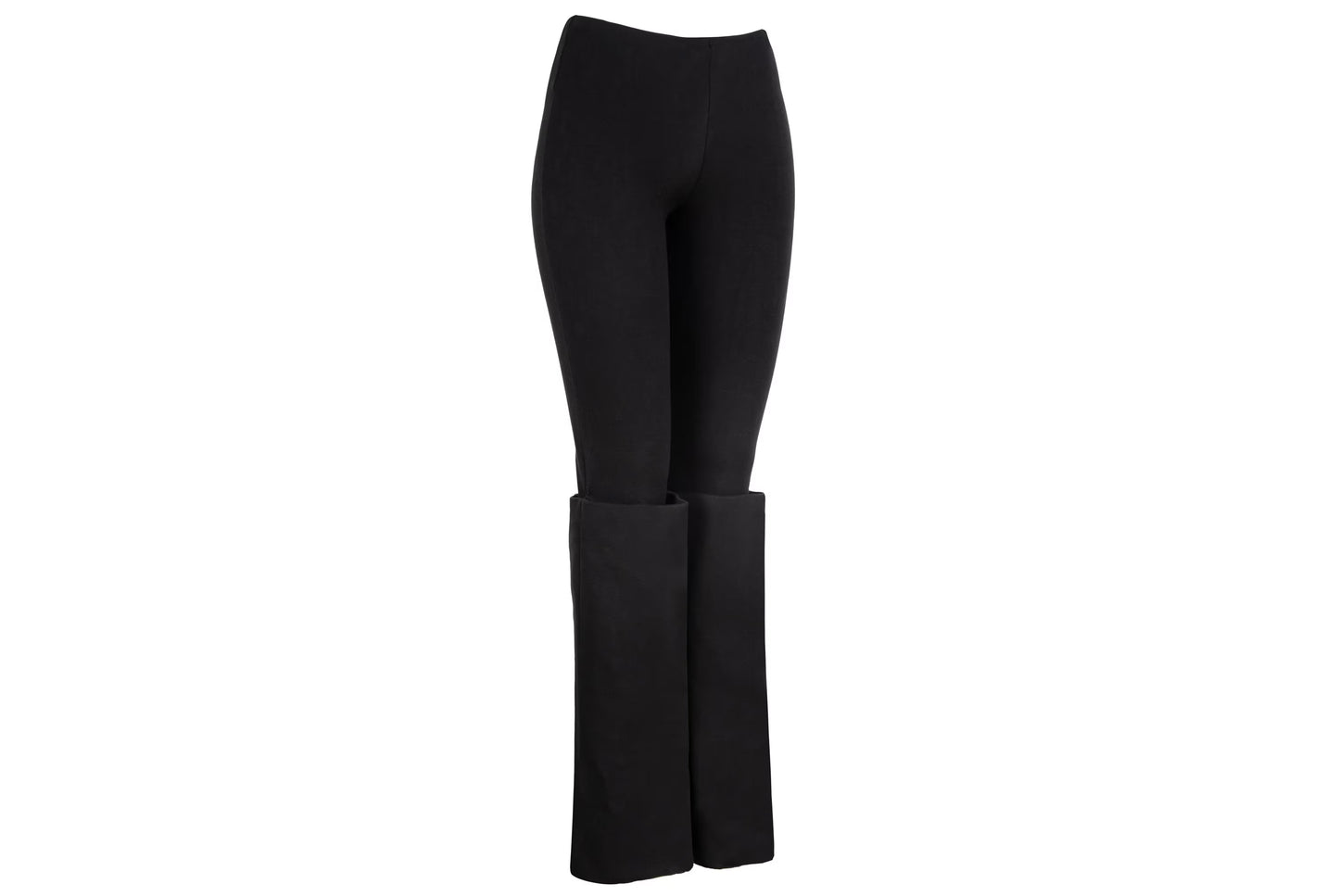 Maison Martin Margiela white label black wide stiff cuff hem pull on leggings pants / Made in Italy