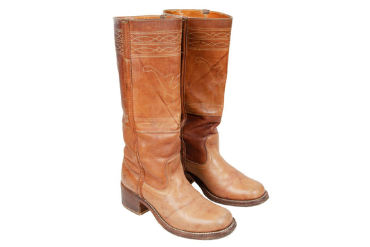 Vintage Frye Campus stitching horse tan leather boots / Size 8.5