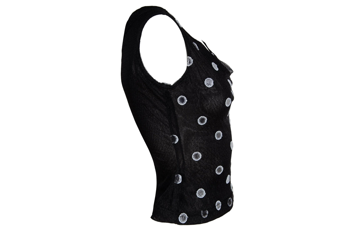 F/W 2000 Amaya Arzuaga mirror polka dot cowl neck sleeveless top / Made in Spain