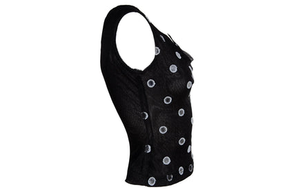 F/W 2000 Amaya Arzuaga mirror polka dot cowl neck sleeveless top / Made in Spain