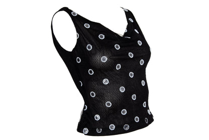 F/W 2000 Amaya Arzuaga mirror polka dot cowl neck sleeveless top / Made in Spain
