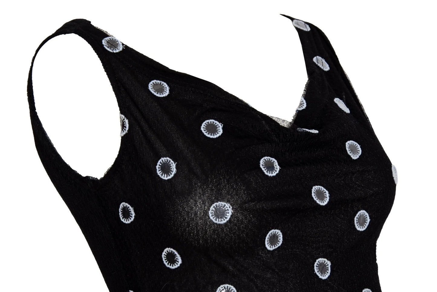 F/W 2000 Amaya Arzuaga mirror polka dot cowl neck sleeveless top / Made in Spain