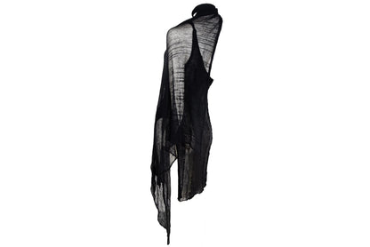 Vintage Sarah Pacini sheer open knit asymmetrical tunic with integrated scarf / Made in Italy