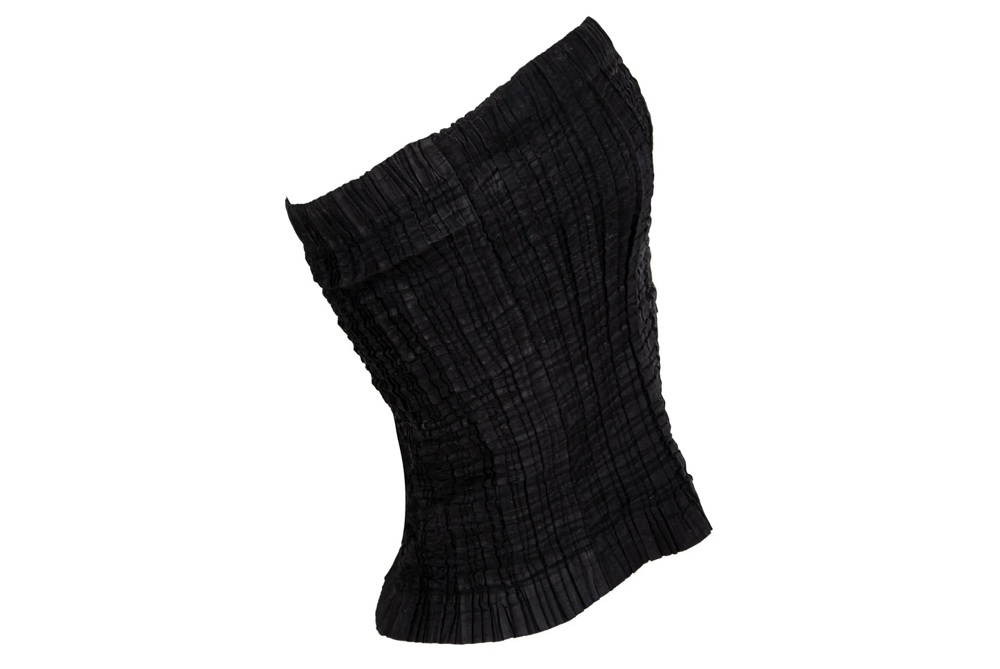 2000s Simultaneous permanent pleats black tube top / Made in Italy