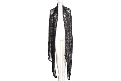 Vintage Dries Van Noten grey wool fishnet knit oversized scarf