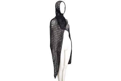 Vintage Dries Van Noten grey wool fishnet knit oversized scarf