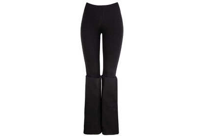 Maison Martin Margiela white label black wide stiff cuff hem pull on leggings pants / Made in Italy