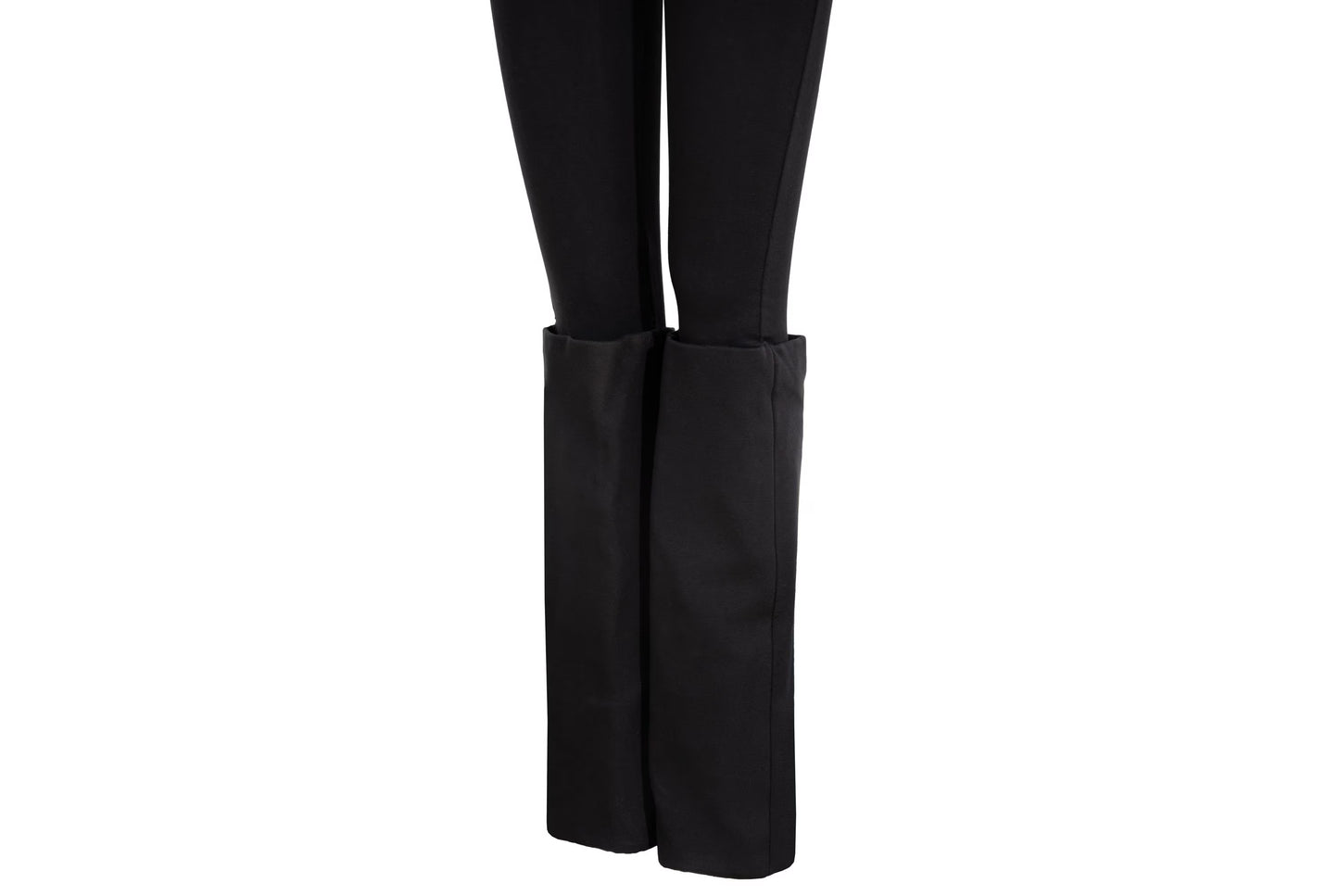 Maison Martin Margiela white label black wide stiff cuff hem pull on leggings pants / Made in Italy