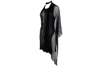 Vintage Sarah Pacini sheer open knit asymmetrical tunic with integrated scarf / Made in Italy