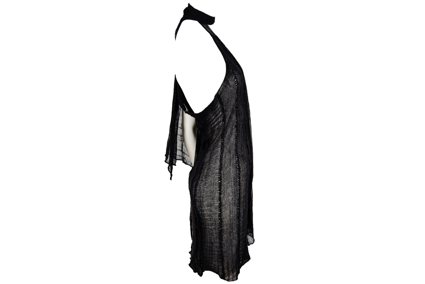 Vintage Sarah Pacini sheer open knit asymmetrical tunic with integrated scarf / Made in Italy