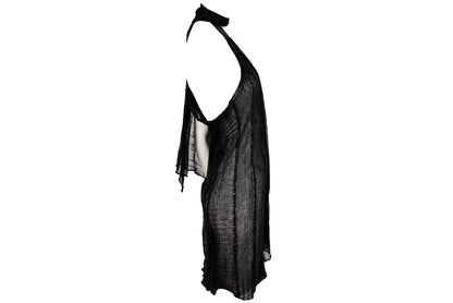 Vintage Sarah Pacini sheer open knit asymmetrical tunic with integrated scarf / Made in Italy