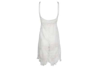 Early 1900s French antique delicate lace and cotton nightgown with silk bow