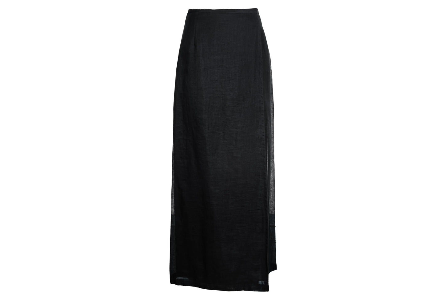 Vintage Sportmax 100% ramie black wrap skirt with extra long wrap around strap / Made in Italy