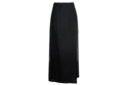 Vintage Sportmax 100% ramie black wrap skirt with extra long wrap around strap / Made in Italy