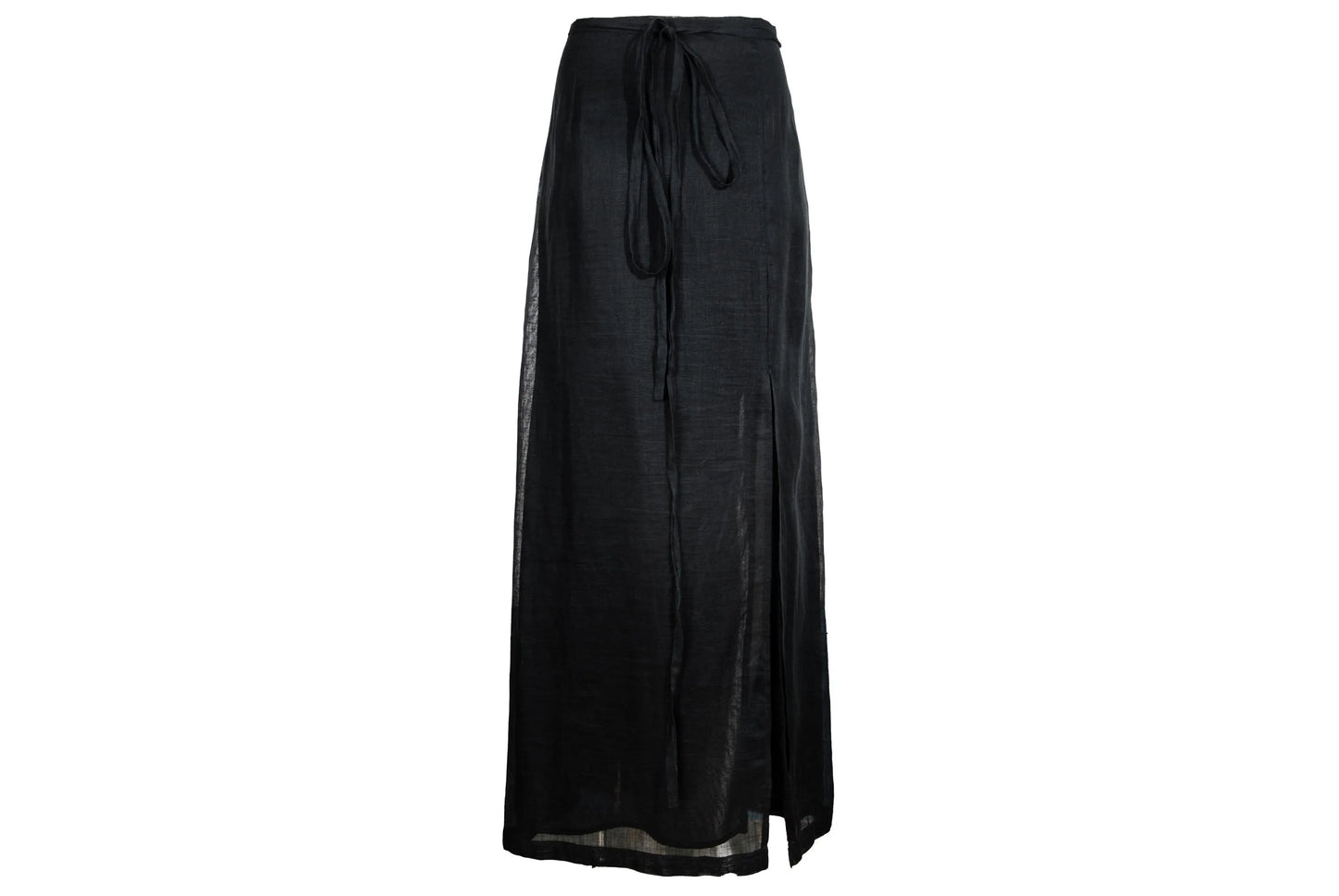 Vintage Sportmax 100% ramie black wrap skirt with extra long wrap around strap / Made in Italy