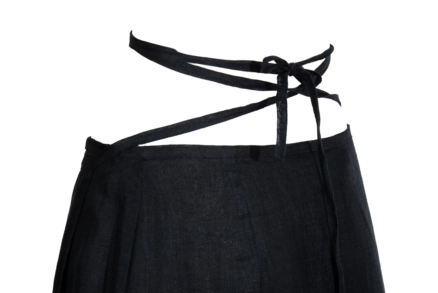 Vintage Sportmax 100% ramie black wrap skirt with extra long wrap around strap / Made in Italy