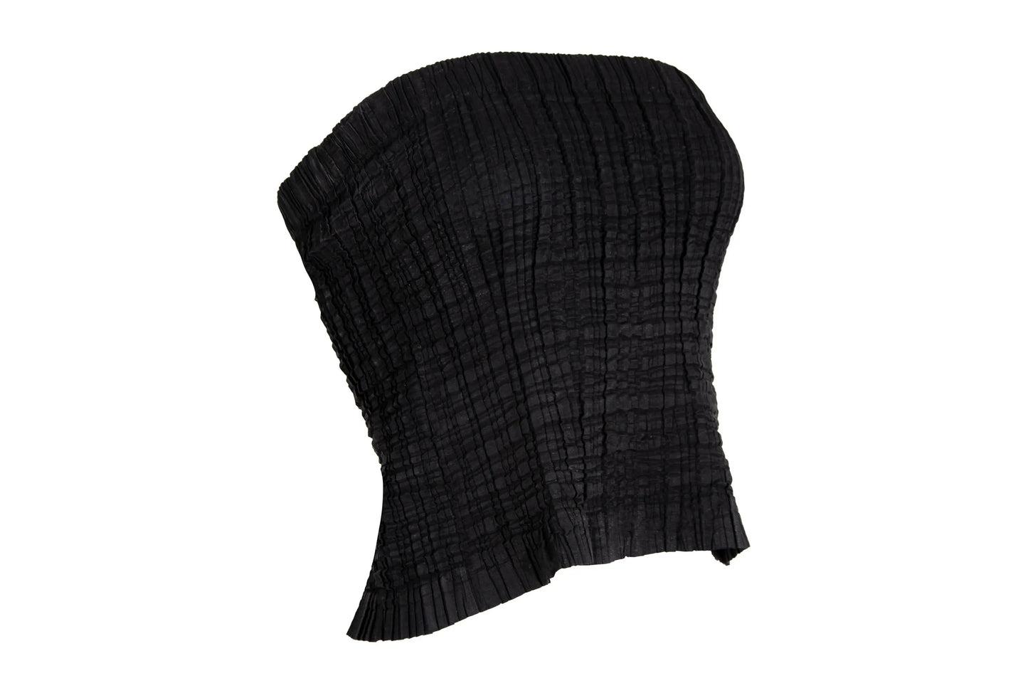 2000s Simultaneous permanent pleats black tube top / Made in Italy