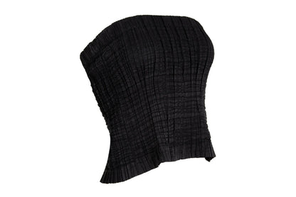 2000s Simultaneous permanent pleats black tube top / Made in Italy