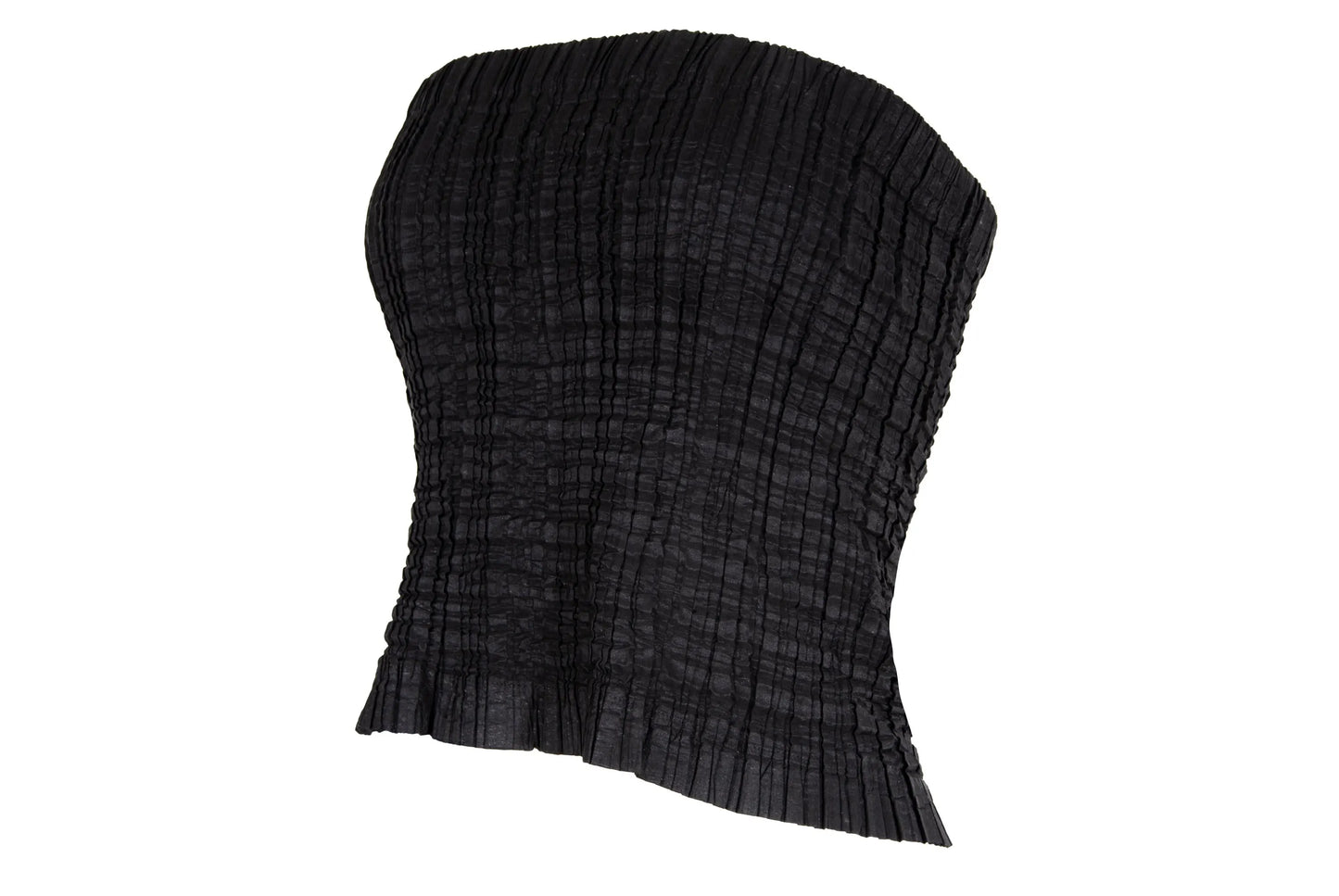 2000s Simultaneous permanent pleats black tube top / Made in Italy