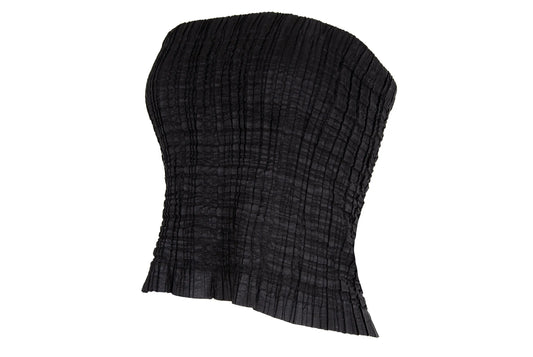 2000s Simultaneous permanent pleats black tube top / Made in Italy