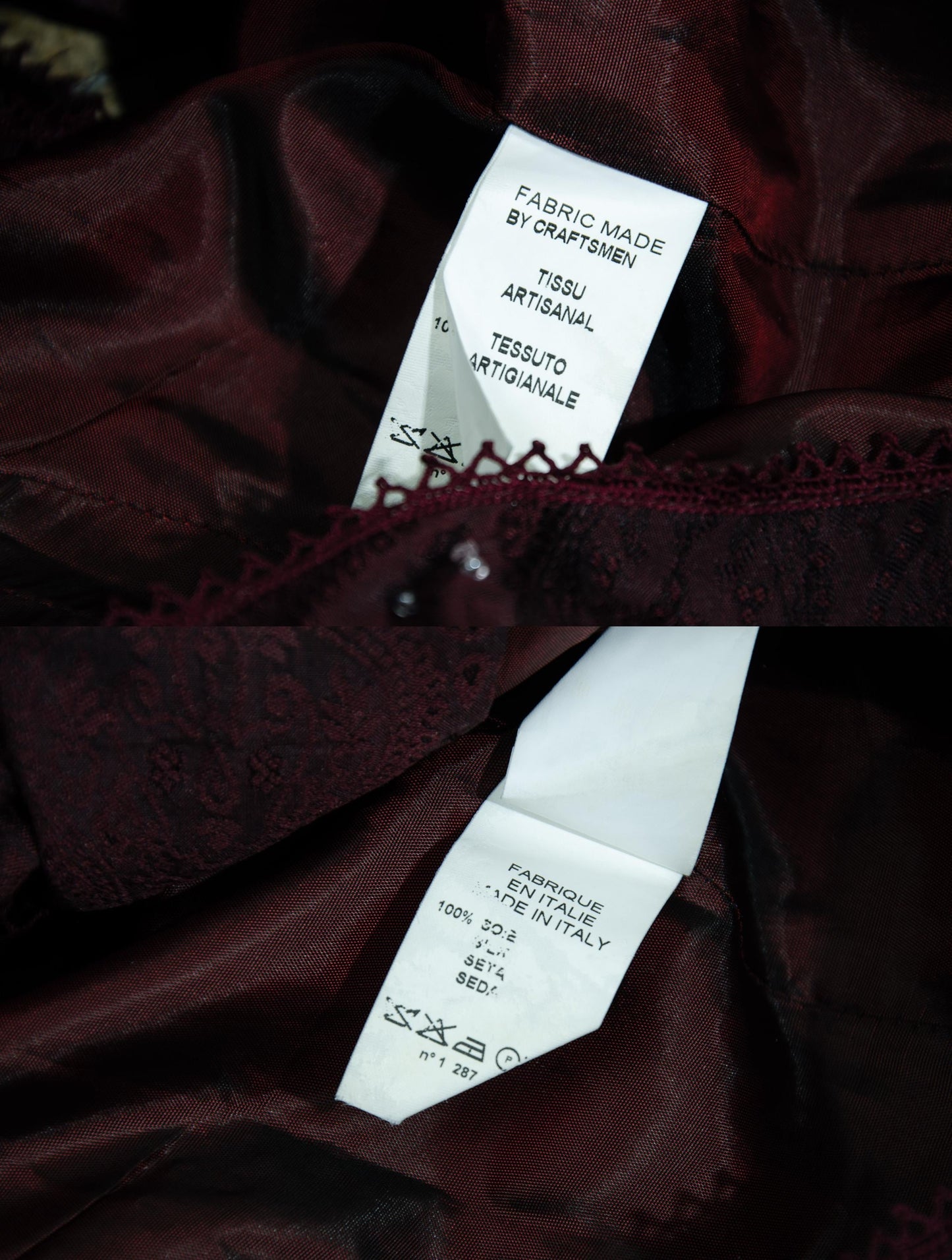 90s Corinne Sarrut 100% silk artisan made corset hand embroidered with glass beads / Made in Italy