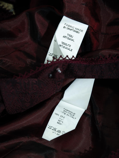 90s Corinne Sarrut 100% silk artisan made corset hand embroidered with glass beads / Made in Italy