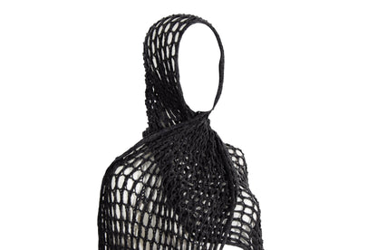 Vintage Dries Van Noten grey wool fishnet knit oversized scarf