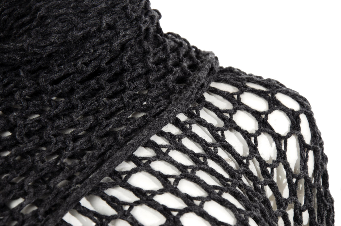Vintage Dries Van Noten grey wool fishnet knit oversized scarf