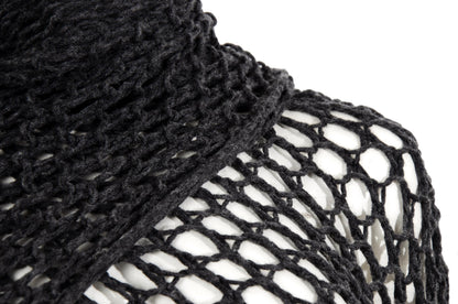 Vintage Dries Van Noten grey wool fishnet knit oversized scarf