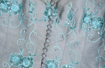 90s Corinne Sarrut 100% silk floral embroidery corset / Made in Italy