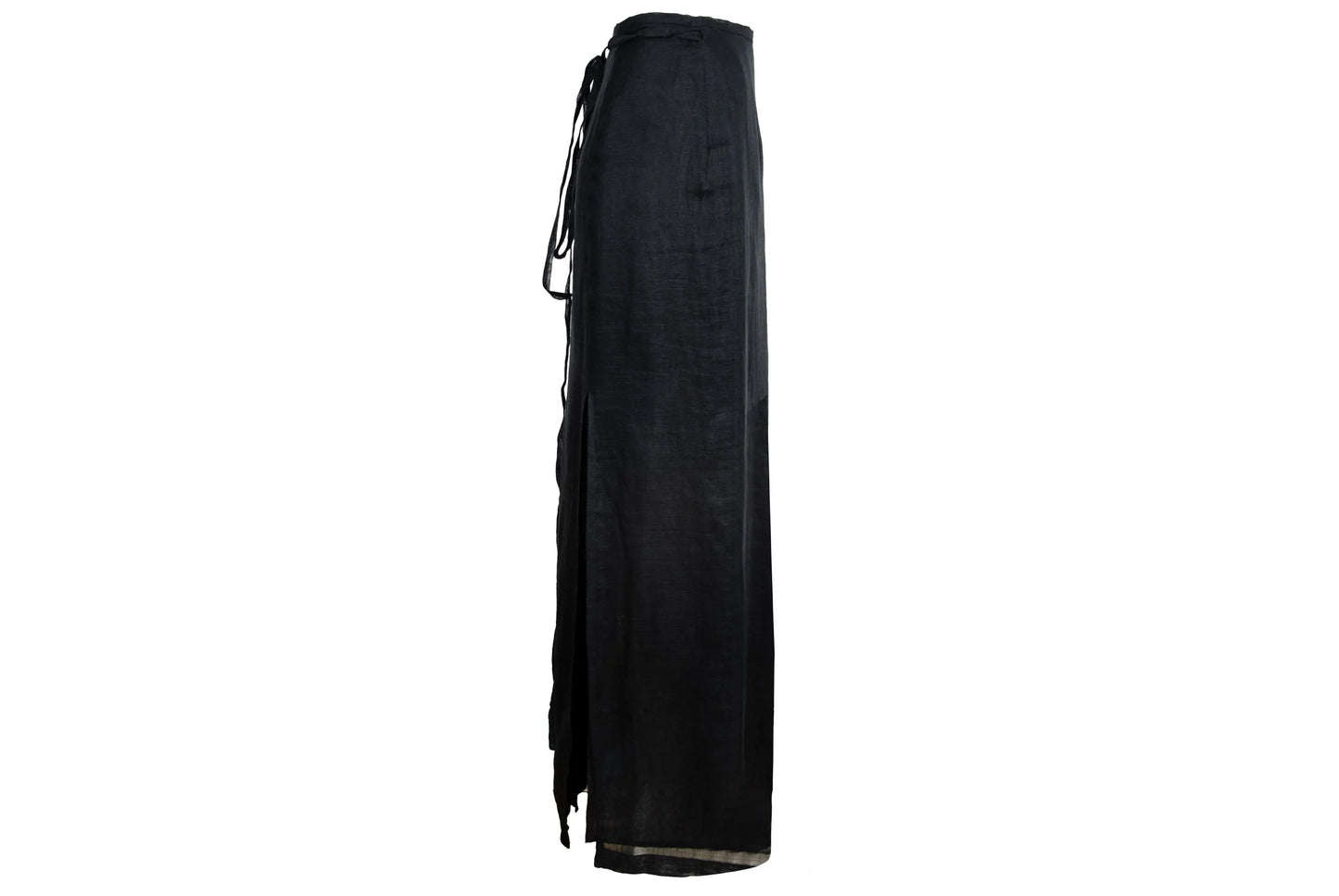 Vintage Sportmax 100% ramie black wrap skirt with extra long wrap around strap / Made in Italy
