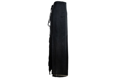 Vintage Sportmax 100% ramie black wrap skirt with extra long wrap around strap / Made in Italy