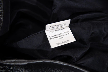 Fatima Lopes Vintage 2000s Black Leather Skirt – Avant-Garde asymmetrical raw natural hem leather skirt