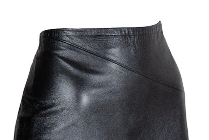 Fatima Lopes Vintage 2000s Black Leather Skirt – Avant-Garde asymmetrical raw natural hem leather skirt