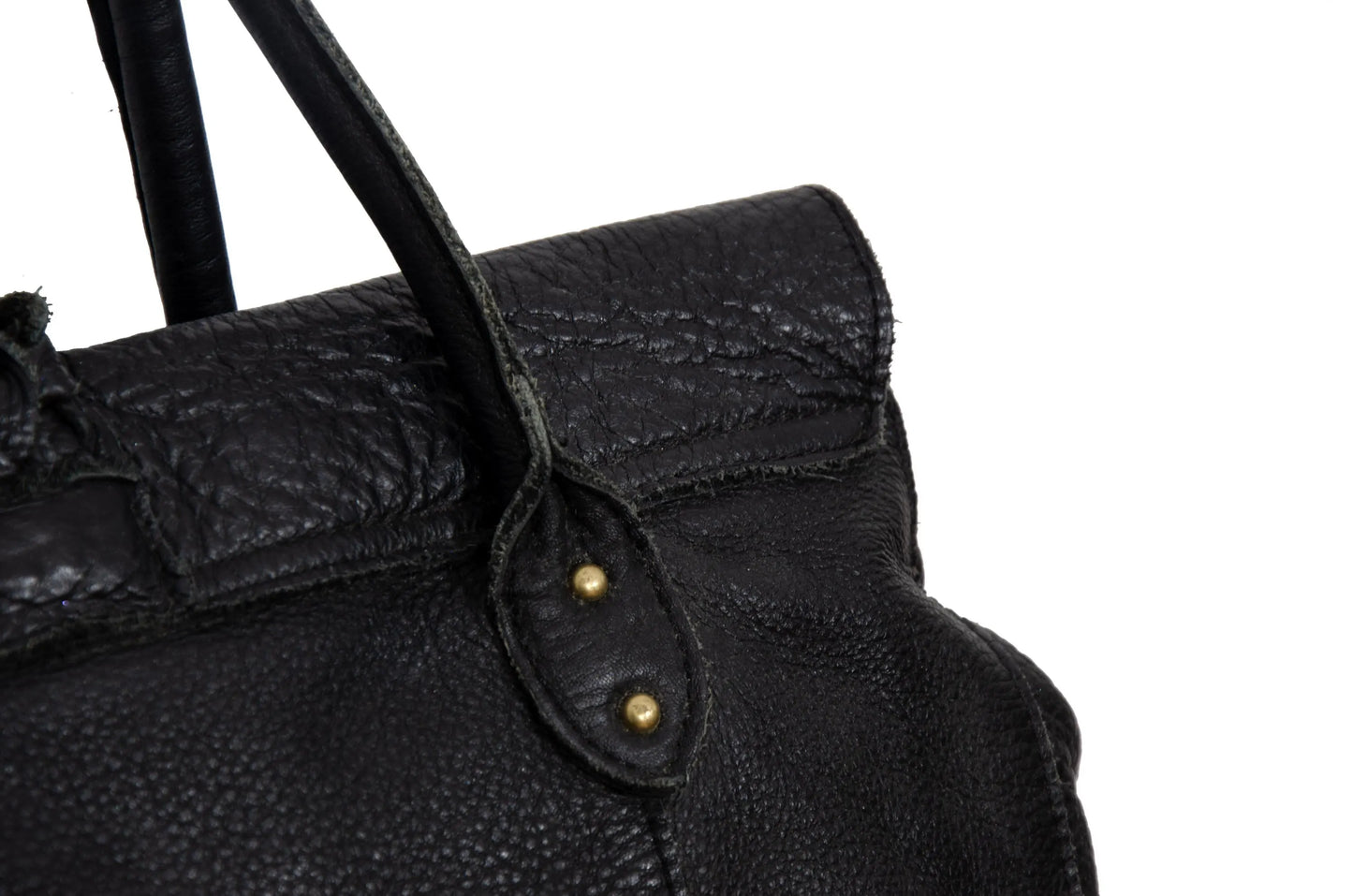 Vintage Japanese pebbled leather bag with horn detail