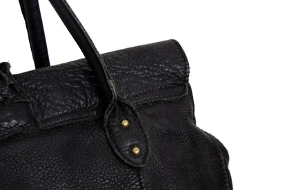 Vintage Japanese pebbled leather bag with horn detail