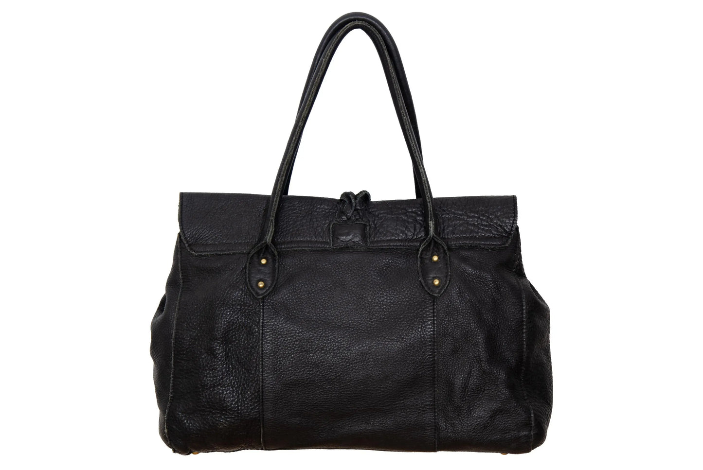 Vintage Japanese pebbled leather bag with horn detail