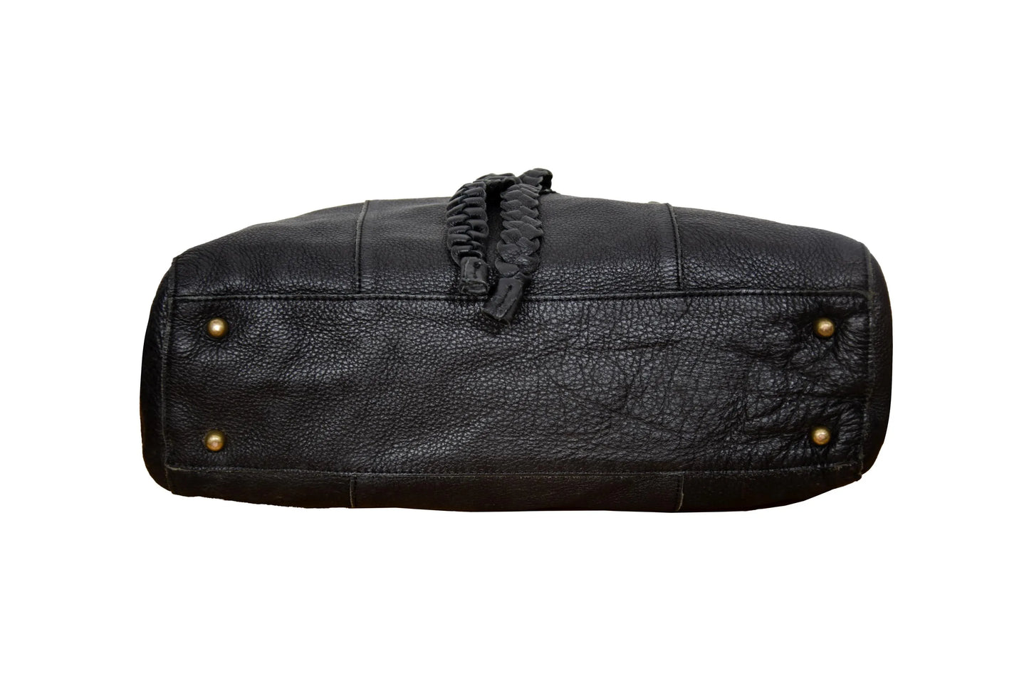 Vintage Japanese pebbled leather bag with horn detail