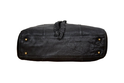 Vintage Japanese pebbled leather bag with horn detail
