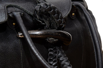 Vintage Japanese pebbled leather bag with horn detail