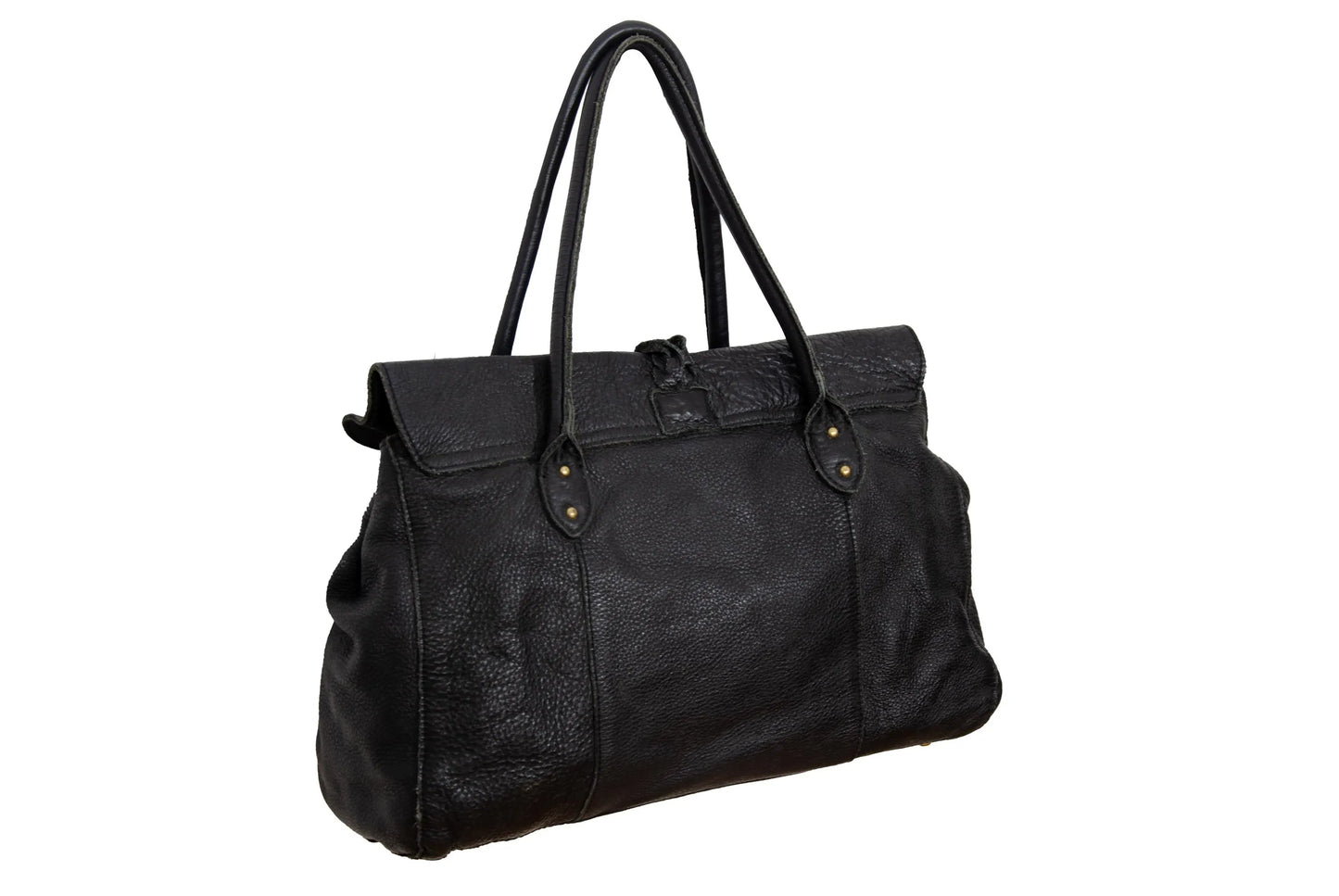 Vintage Japanese pebbled leather bag with horn detail