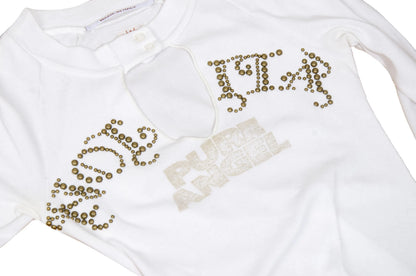 Vintage Nolita "Pure Angel" 100% cotton long sleeve top / 2000s Nolita embellished studs top / Made in Italy