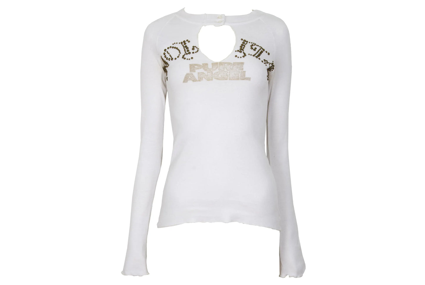 Vintage Nolita "Pure Angel" 100% cotton long sleeve top / 2000s Nolita embellished studs top / Made in Italy