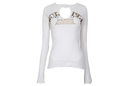 Vintage Nolita "Pure Angel" 100% cotton long sleeve top / 2000s Nolita embellished studs top / Made in Italy